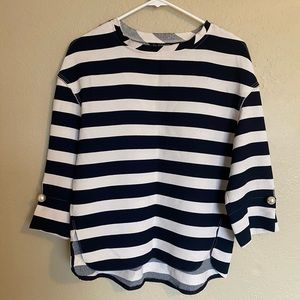 Zara Basic Collection Striped Top Pearled Cuff